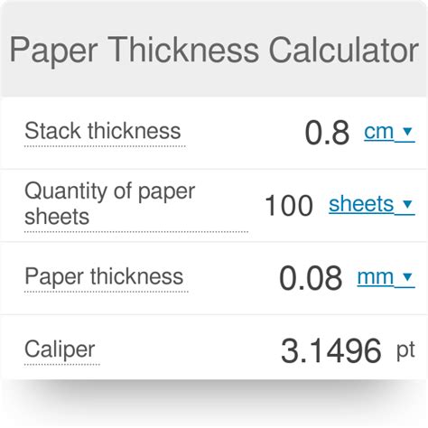 thickness measurement in points|paper stack thickness calculator.